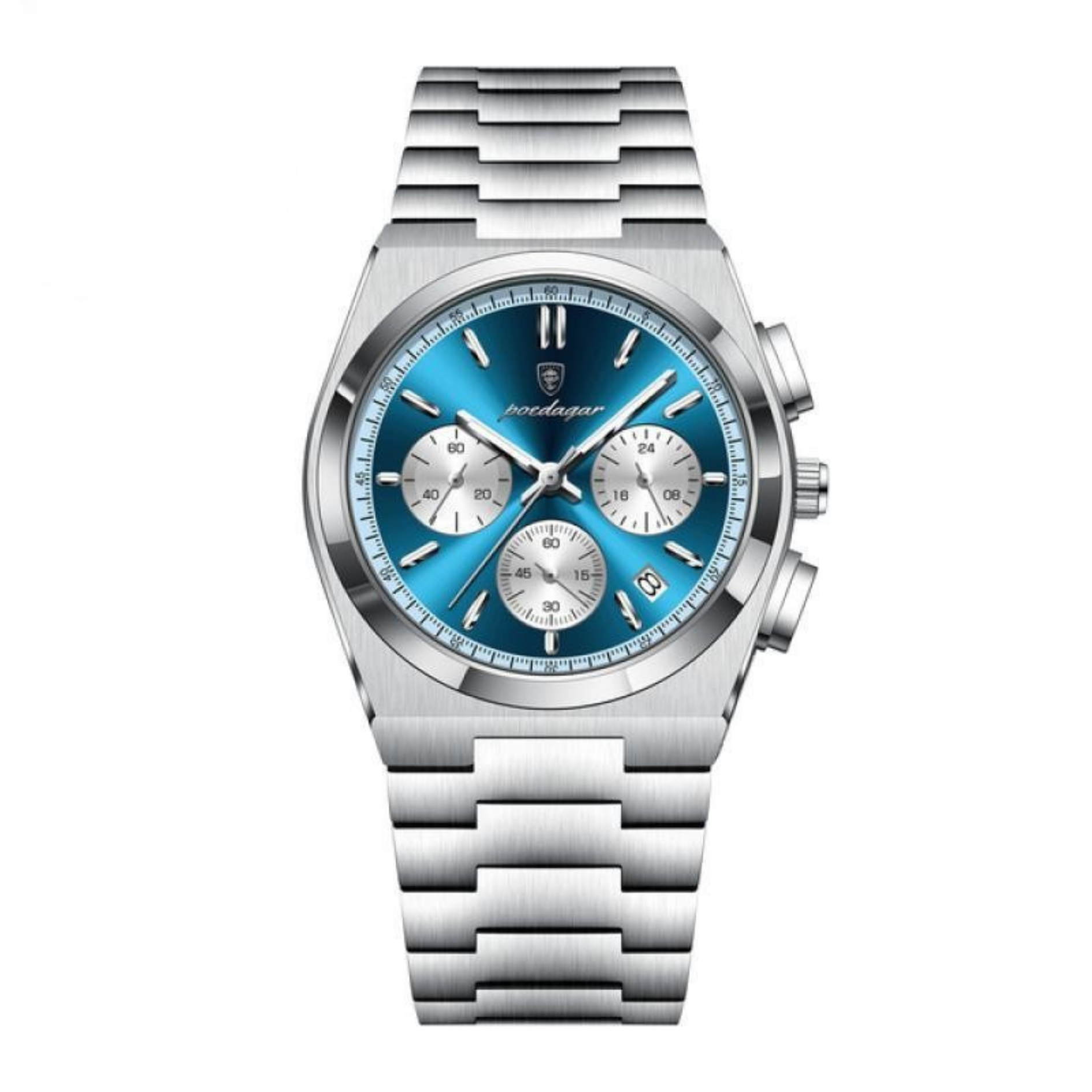 POEDAGAR Men’s Classic Stainless Steel Calendar Watch